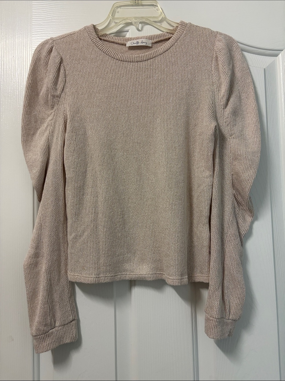 Charlotte Avery Lightweight Knit Top in Blush Neutral